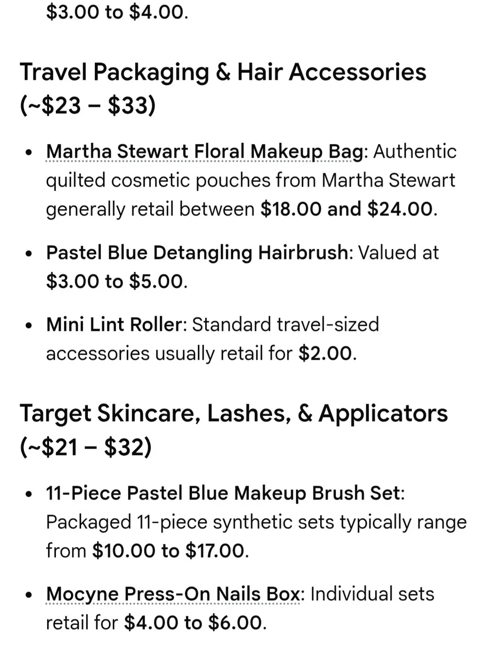 Martha Stewart Makeup Bag with The Creme Shop Kosas & Lottie London Products